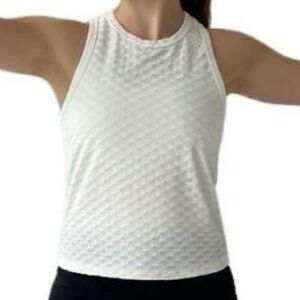 Zobha Ivory White Honeycomb Bubble Texture Racerback Tank Top Activewear adult M